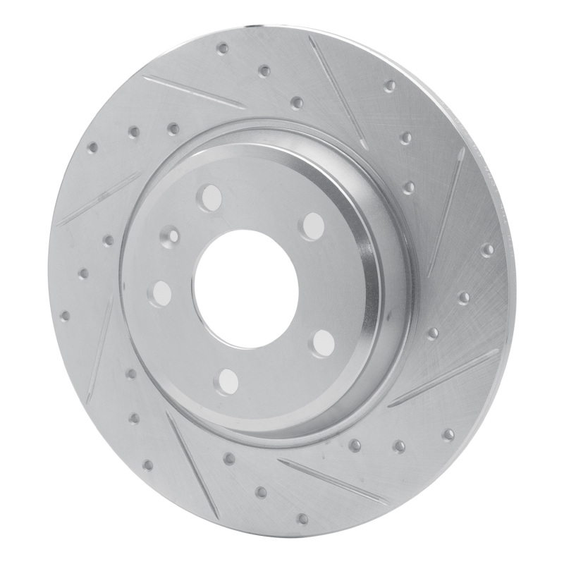 Audi Q5 Brake Rotor (1) - Rear Right - R1 Concepts - Drilled & Slotted - Silver - `08-`25